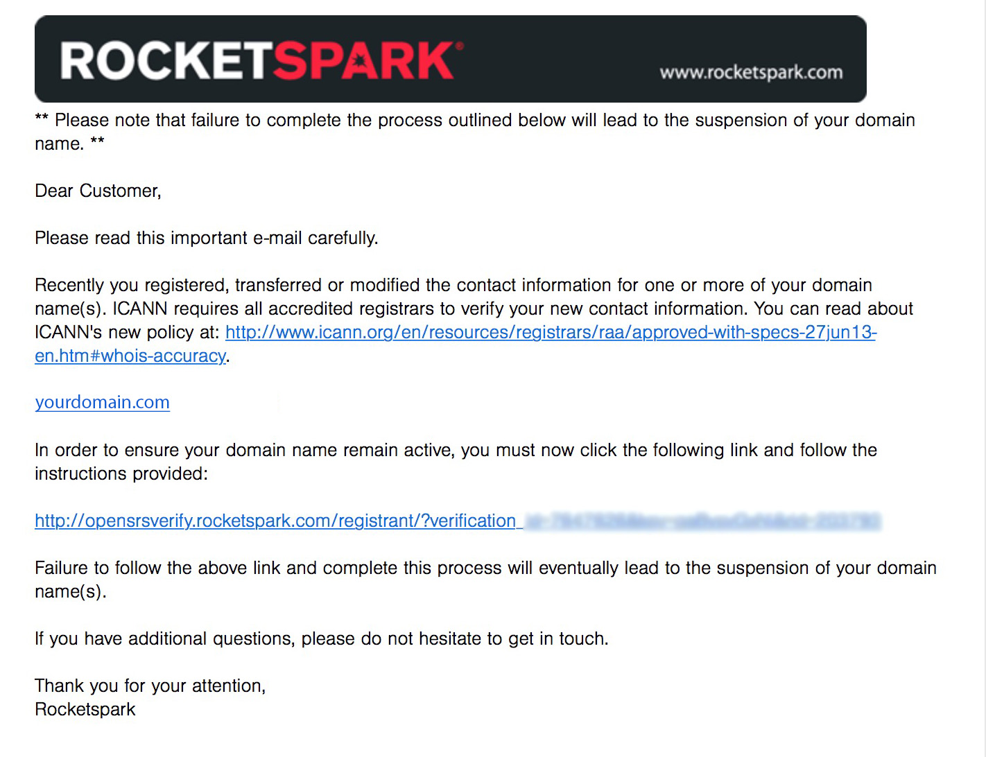 How Do I Fix A Suspended Domain Verify My Domain Rocketspark