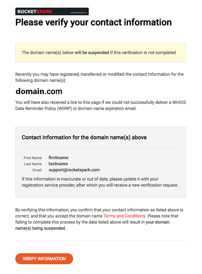 How Do I Fix A Suspended Domain Verify My Domain Rocketspark